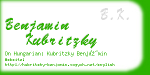 benjamin kubritzky business card